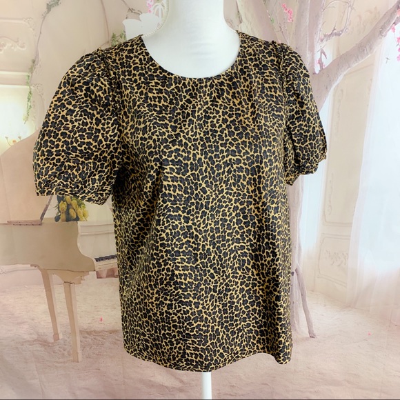 J Crew Puff-sleeve top in leopard print cotton pop - Picture 4 of 10